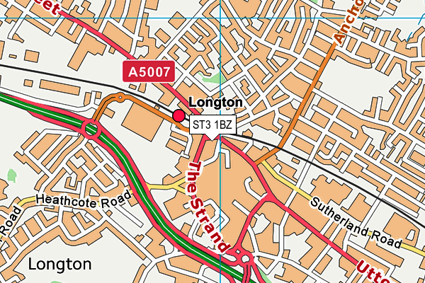 ST3 1BZ map - OS VectorMap District (Ordnance Survey)