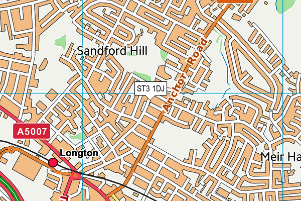 ST3 1DJ map - OS VectorMap District (Ordnance Survey)