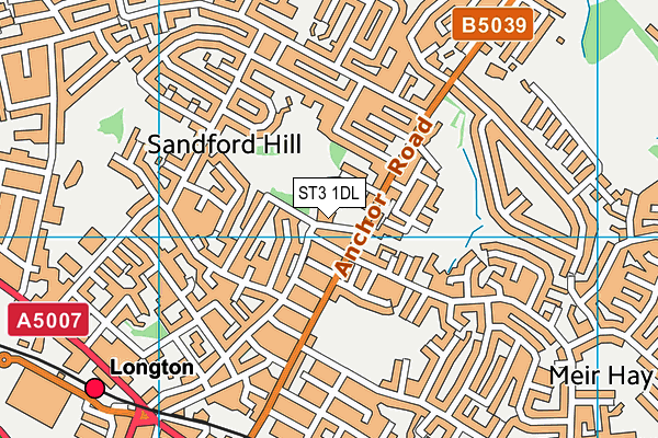 ST3 1DL map - OS VectorMap District (Ordnance Survey)