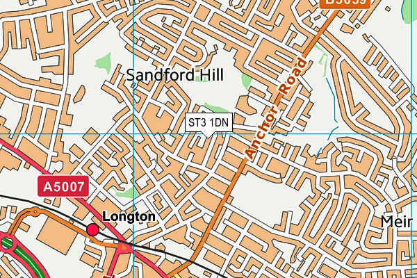 ST3 1DN map - OS VectorMap District (Ordnance Survey)