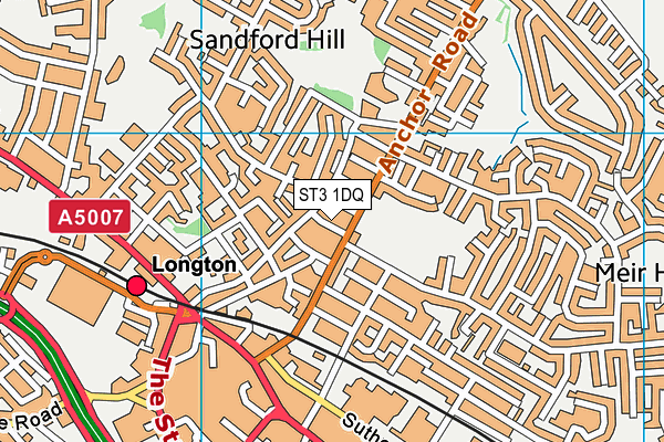 ST3 1DQ map - OS VectorMap District (Ordnance Survey)