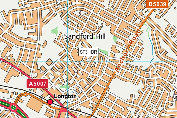 ST3 1DR map - OS VectorMap District (Ordnance Survey)