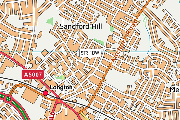 ST3 1DW map - OS VectorMap District (Ordnance Survey)