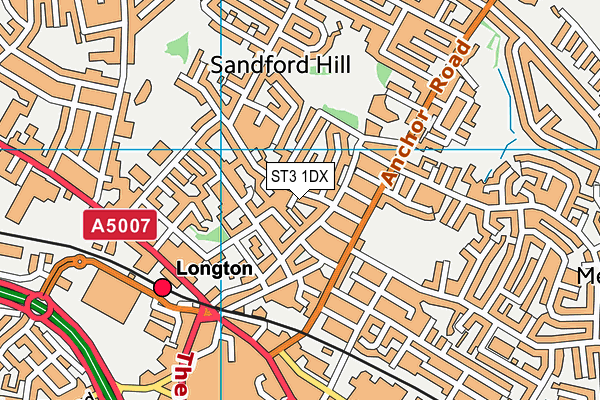 ST3 1DX map - OS VectorMap District (Ordnance Survey)