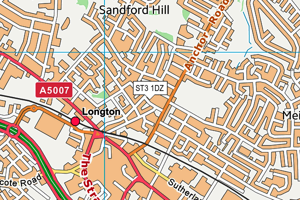 ST3 1DZ map - OS VectorMap District (Ordnance Survey)