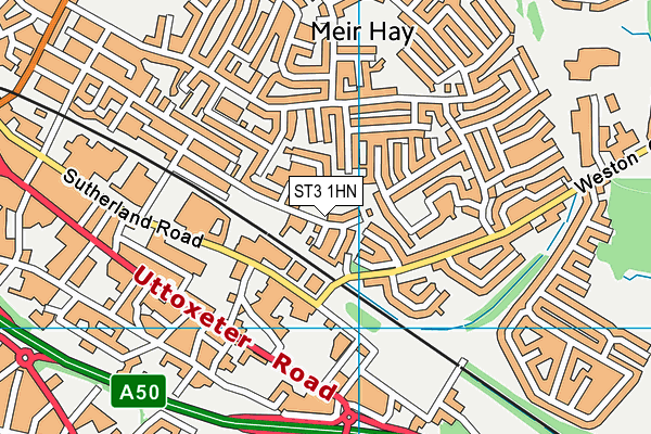 ST3 1HN map - OS VectorMap District (Ordnance Survey)