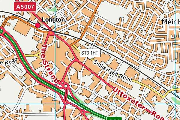 ST3 1HT map - OS VectorMap District (Ordnance Survey)