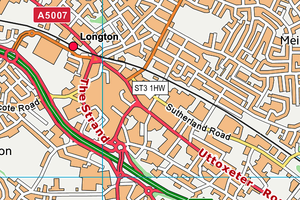 ST3 1HW map - OS VectorMap District (Ordnance Survey)