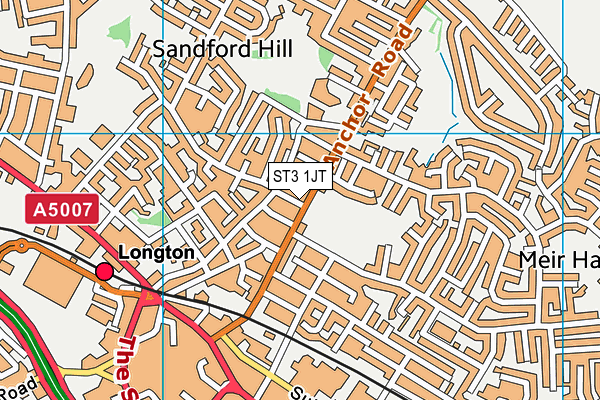 ST3 1JT map - OS VectorMap District (Ordnance Survey)