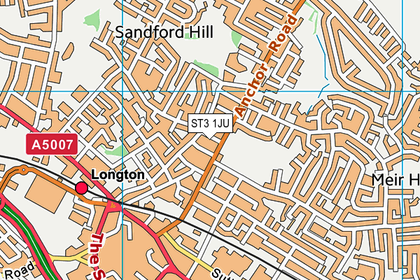 ST3 1JU map - OS VectorMap District (Ordnance Survey)