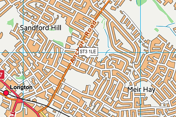 ST3 1LE map - OS VectorMap District (Ordnance Survey)