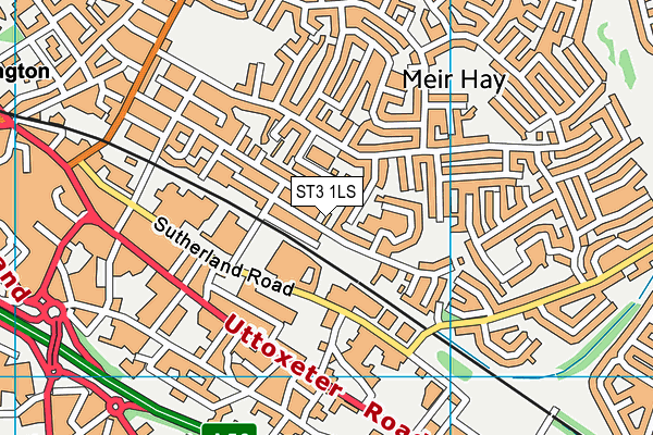ST3 1LS map - OS VectorMap District (Ordnance Survey)