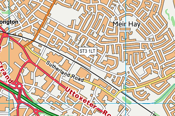 ST3 1LT map - OS VectorMap District (Ordnance Survey)