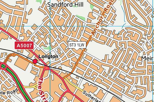 ST3 1LW map - OS VectorMap District (Ordnance Survey)