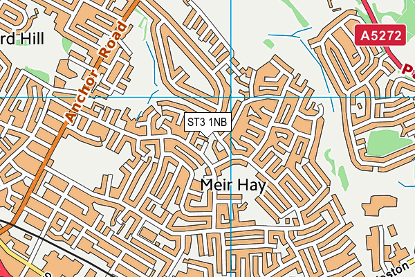 ST3 1NB map - OS VectorMap District (Ordnance Survey)