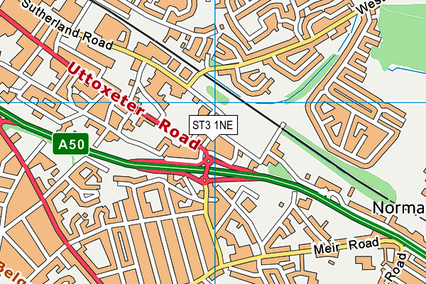 ST3 1NE map - OS VectorMap District (Ordnance Survey)