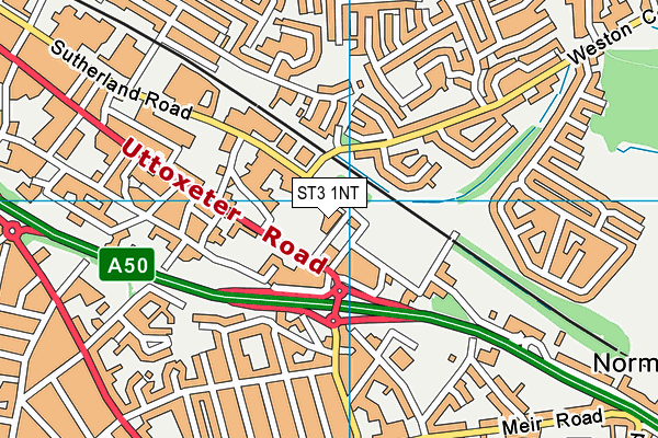 ST3 1NT map - OS VectorMap District (Ordnance Survey)