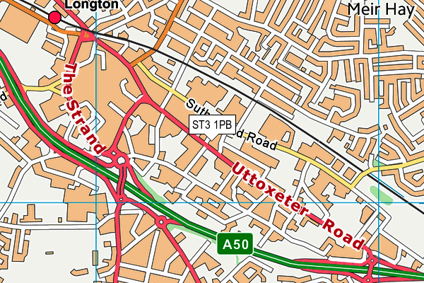 ST3 1PB map - OS VectorMap District (Ordnance Survey)