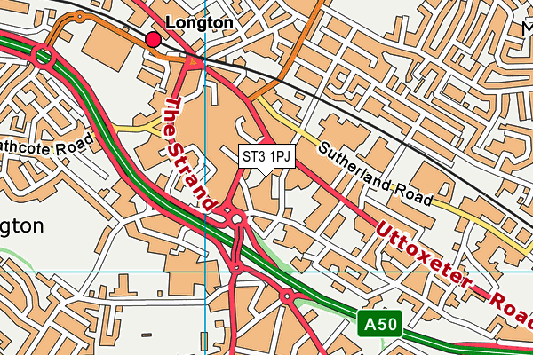 ST3 1PJ map - OS VectorMap District (Ordnance Survey)