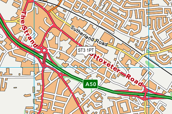 ST3 1PT map - OS VectorMap District (Ordnance Survey)