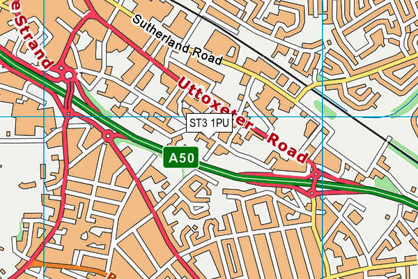 ST3 1PU map - OS VectorMap District (Ordnance Survey)