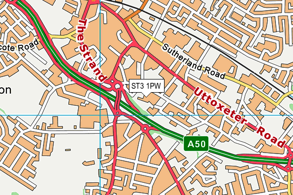 ST3 1PW map - OS VectorMap District (Ordnance Survey)