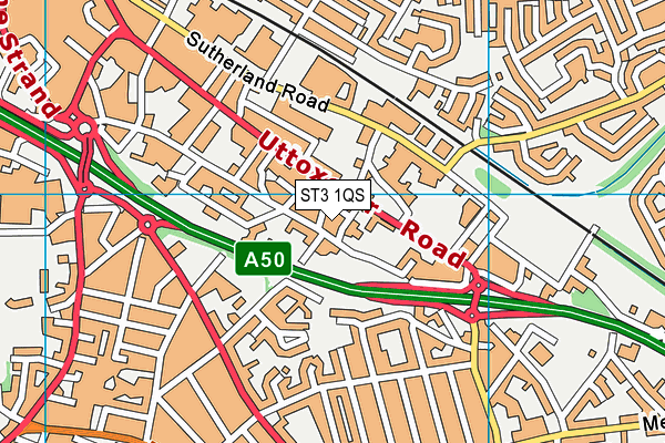 ST3 1QS map - OS VectorMap District (Ordnance Survey)