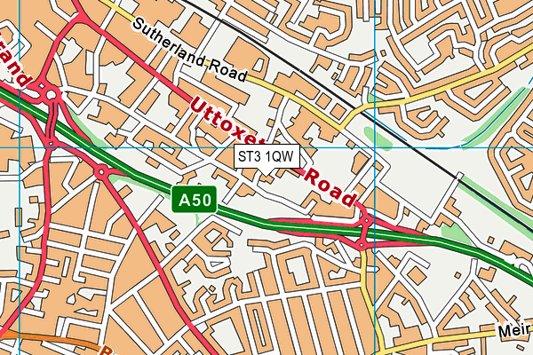 ST3 1QW map - OS VectorMap District (Ordnance Survey)