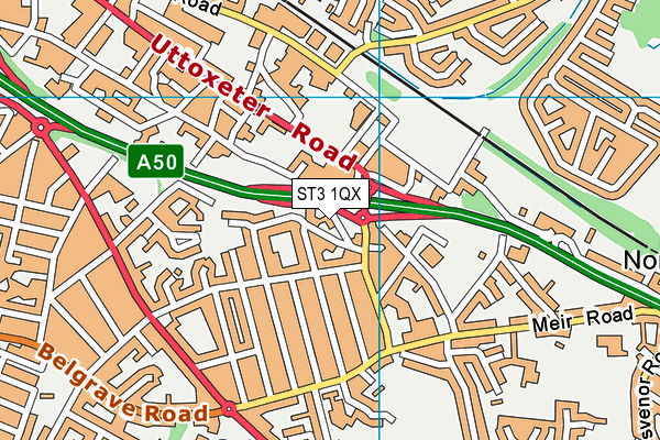 ST3 1QX map - OS VectorMap District (Ordnance Survey)