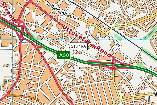 ST3 1RA map - OS VectorMap District (Ordnance Survey)