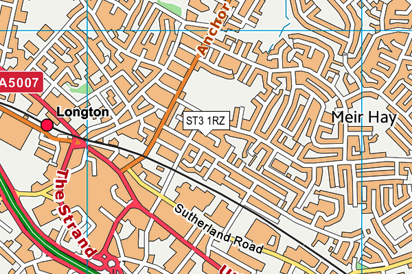 ST3 1RZ map - OS VectorMap District (Ordnance Survey)