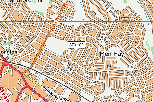 ST3 1SF map - OS VectorMap District (Ordnance Survey)