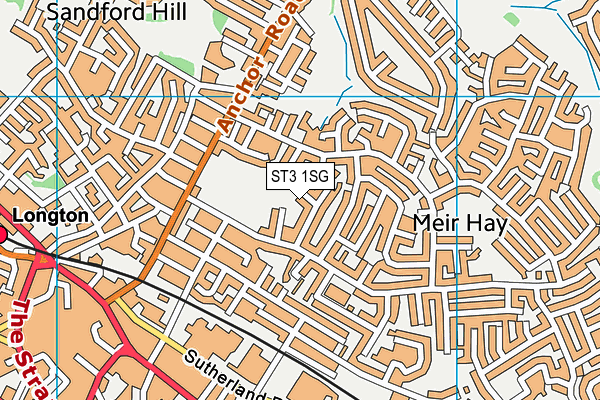 ST3 1SG map - OS VectorMap District (Ordnance Survey)