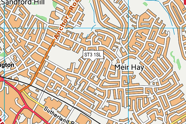 ST3 1SL map - OS VectorMap District (Ordnance Survey)