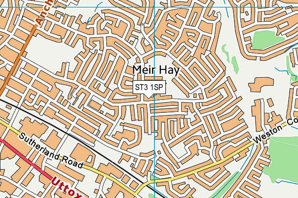 ST3 1SP map - OS VectorMap District (Ordnance Survey)