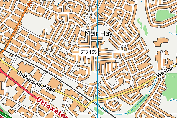 ST3 1SS map - OS VectorMap District (Ordnance Survey)