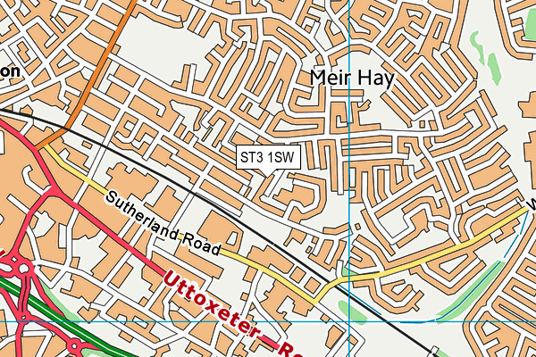 ST3 1SW map - OS VectorMap District (Ordnance Survey)