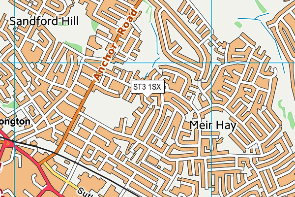 ST3 1SX map - OS VectorMap District (Ordnance Survey)