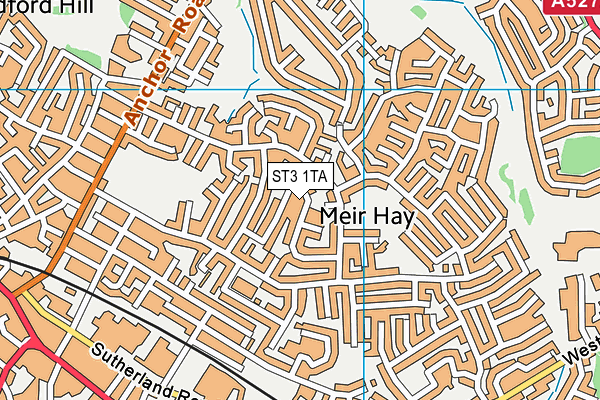 ST3 1TA map - OS VectorMap District (Ordnance Survey)