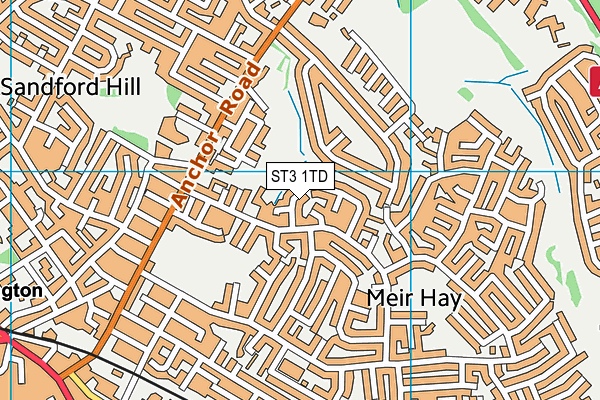 ST3 1TD map - OS VectorMap District (Ordnance Survey)