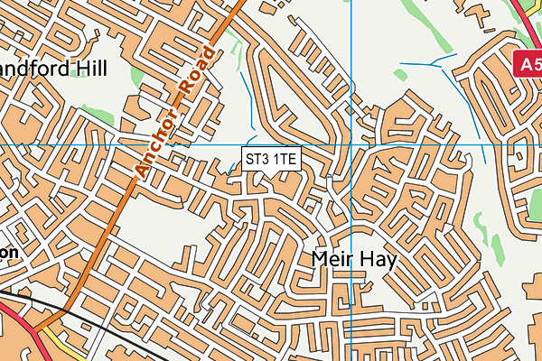 ST3 1TE map - OS VectorMap District (Ordnance Survey)