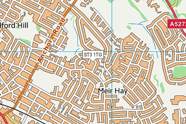 ST3 1TG map - OS VectorMap District (Ordnance Survey)