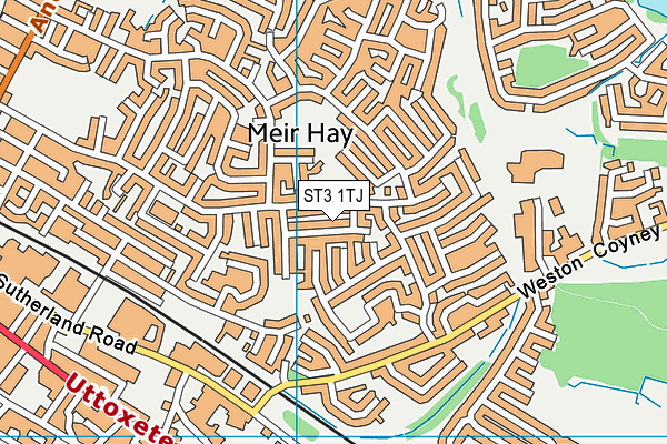 ST3 1TJ map - OS VectorMap District (Ordnance Survey)