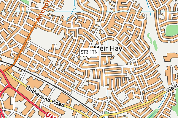 ST3 1TN map - OS VectorMap District (Ordnance Survey)