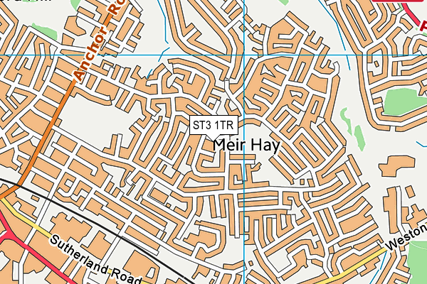 ST3 1TR map - OS VectorMap District (Ordnance Survey)