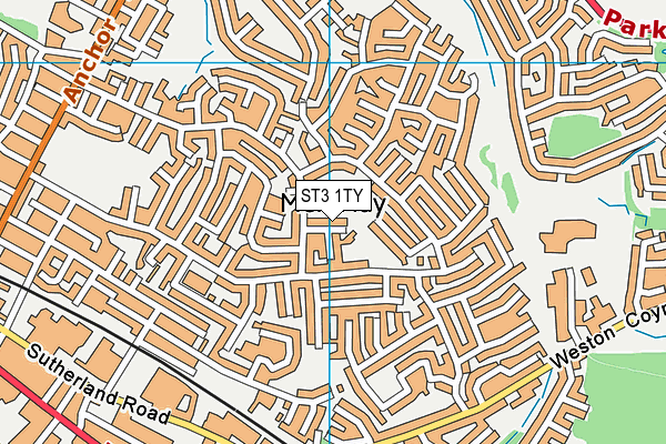 ST3 1TY map - OS VectorMap District (Ordnance Survey)