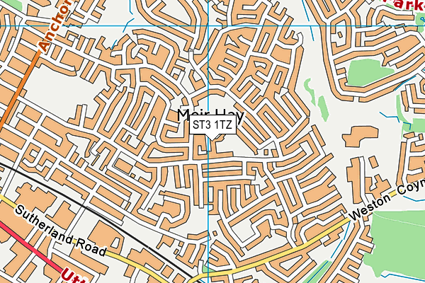 ST3 1TZ map - OS VectorMap District (Ordnance Survey)