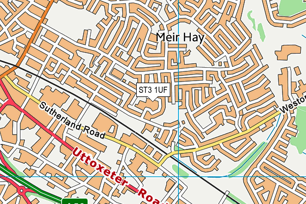 ST3 1UF map - OS VectorMap District (Ordnance Survey)