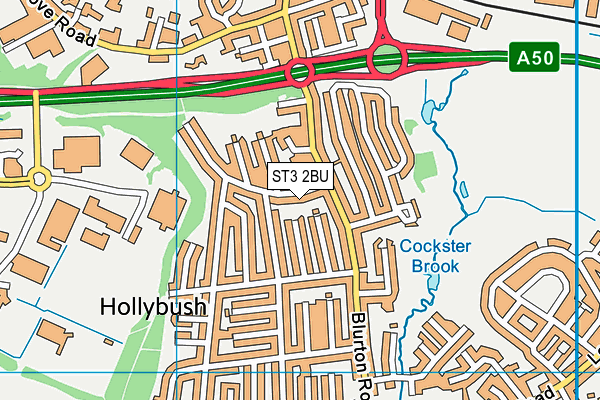 ST3 2BU map - OS VectorMap District (Ordnance Survey)