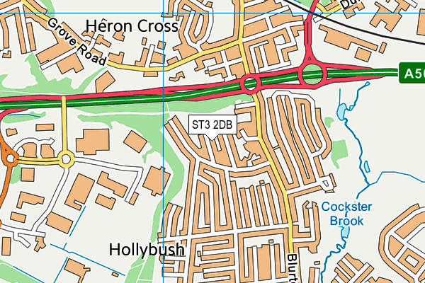 ST3 2DB map - OS VectorMap District (Ordnance Survey)